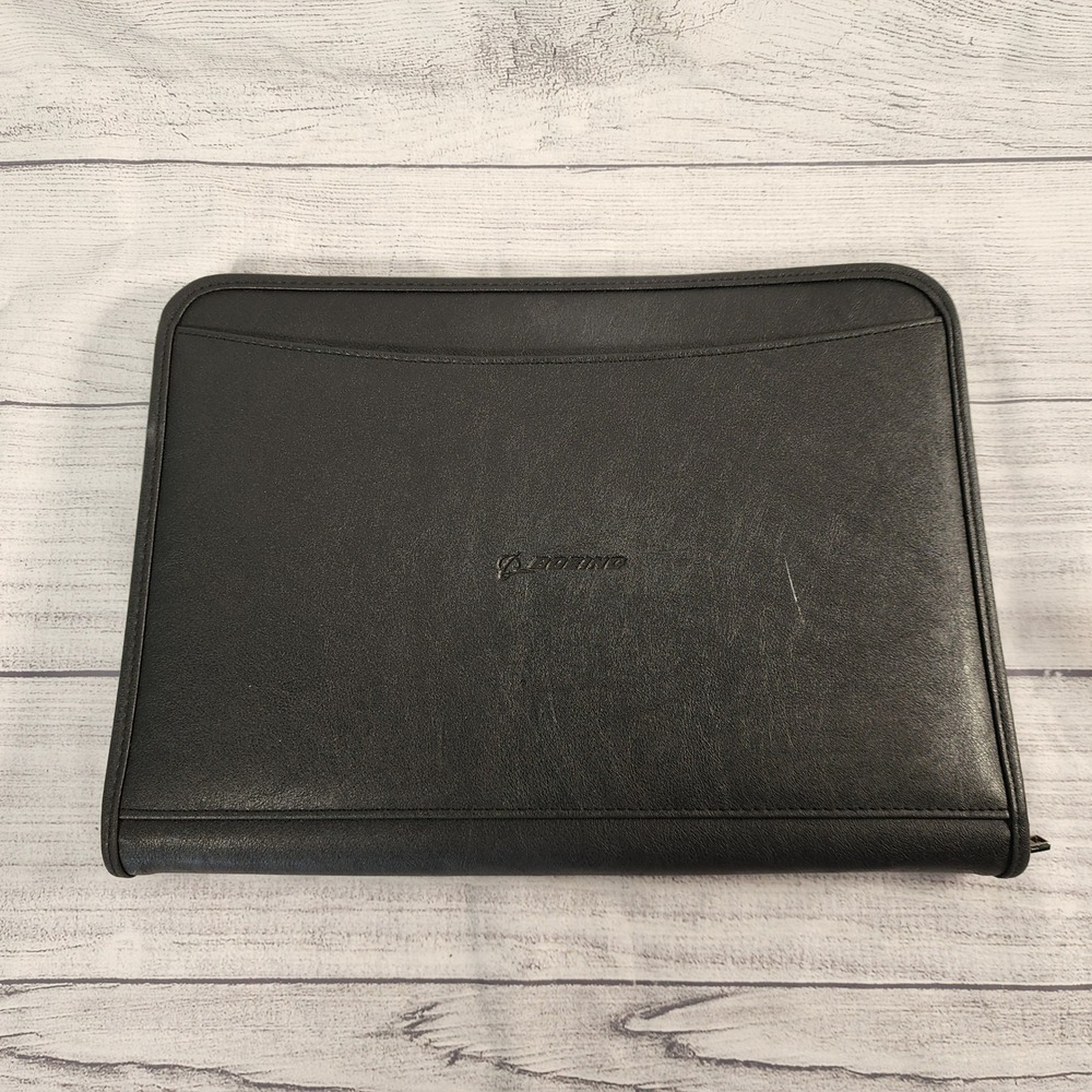 Boeing Leeds Black Zippered Professional Padfolio Portfolio Business Organizer